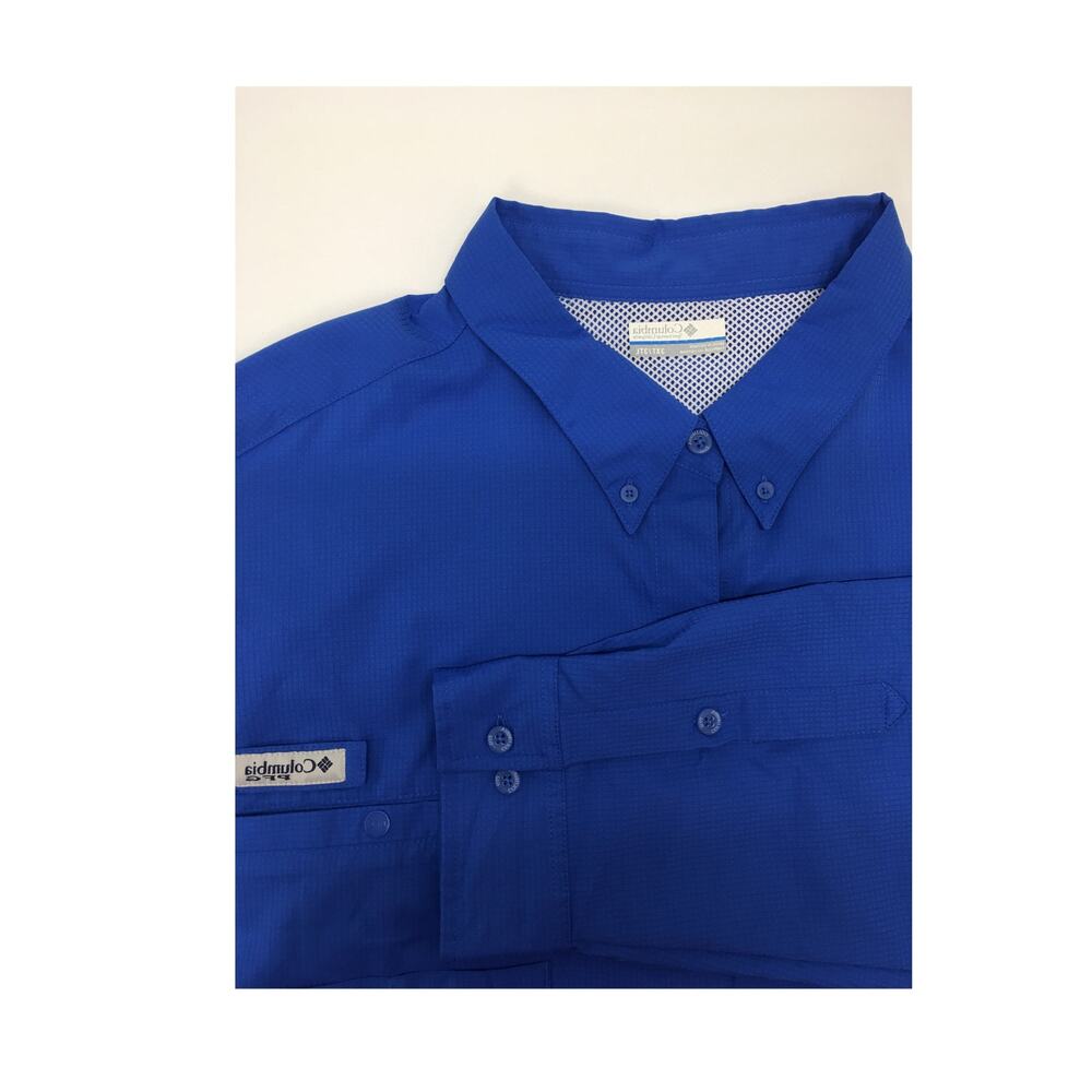 Columbia PFG Mens 3XT Blue Fishing Shirt Button Down Collar Vented NWOT Big Tall